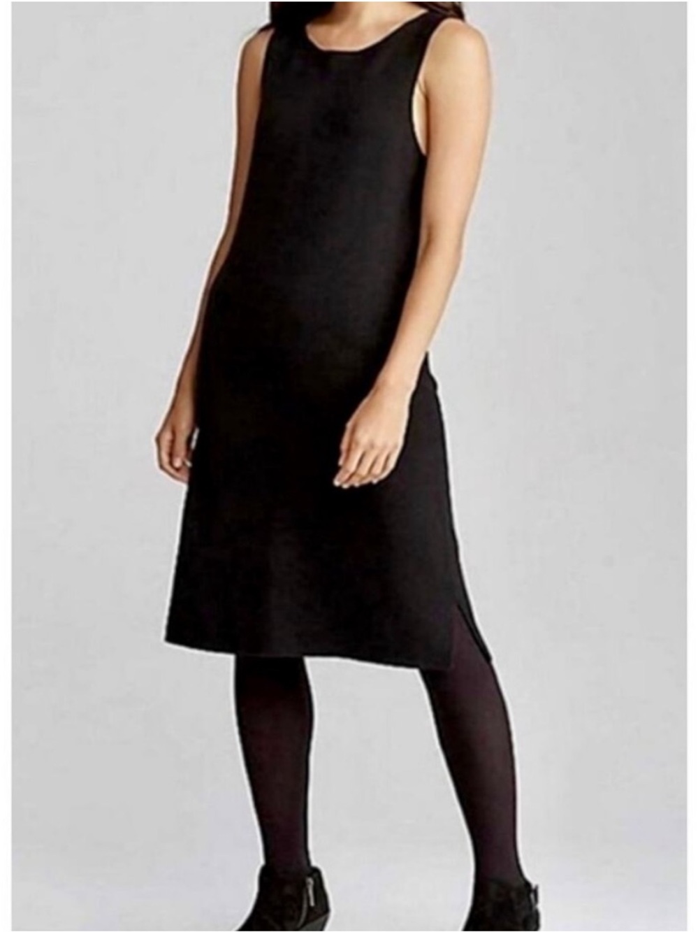 Eileen Fisher Silk/Organic Cotton Blend Interlock Knit Sleeveless Dress (Size:L)